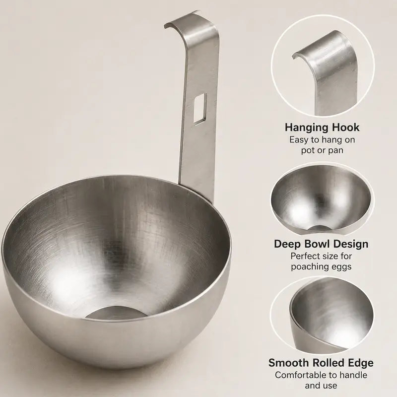 ๐ณ Stainless Steel Egg Poacher Cup โ Hanging Pan Egg Cooker for Perfect Round Eggs