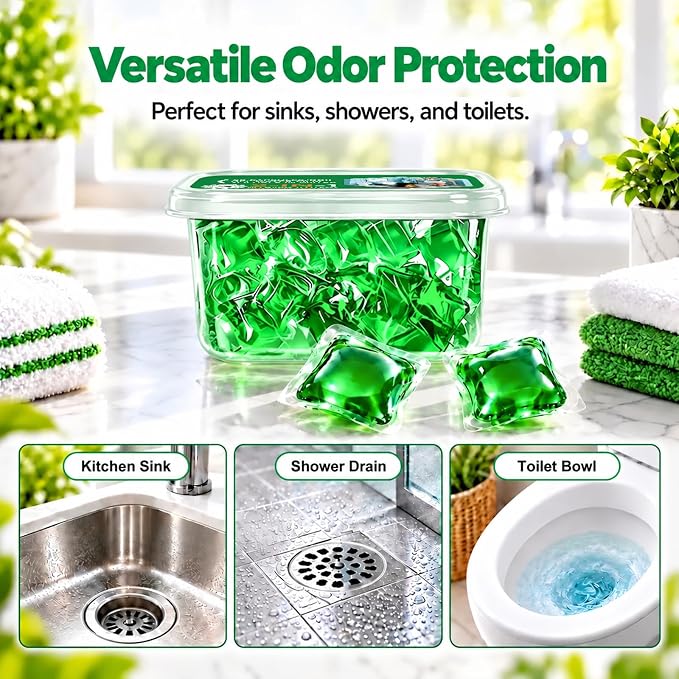 🥳Buy 1 Get 1 Free – 100 Pods Total! Drain Deodorizer Pods – Bio‑enzyme formula neutralizes smells at the source. Instant fresh scent, no harsh chemicals. 🚰✅