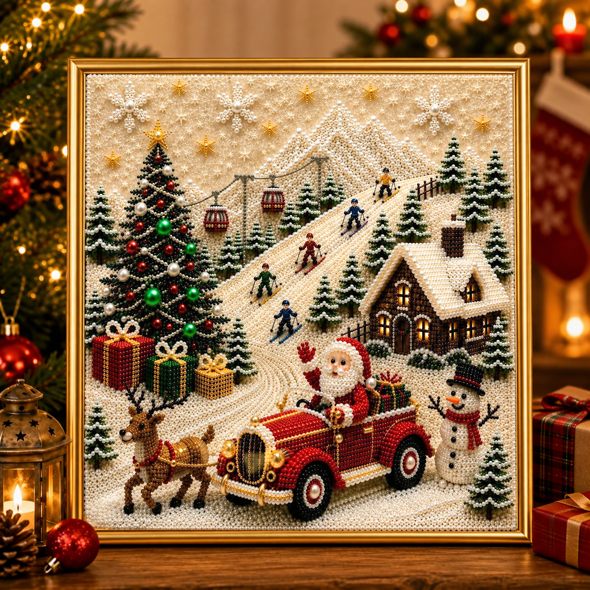✨ 3D Christmas Pearl Craft Kit🎅 – Relaxing DIY Holiday Art | All‑In‑One Framed Pearl Diamond Painting for Christmas Decor & Heartwarming Family Gifts