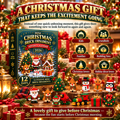 🎄 24-Day Mini Christmas Ornament Advent Calendar | 24 unique festive buildable designs with hanging loops—perfect for decorating Christmas trees, wreaths, and holiday displays 🧱