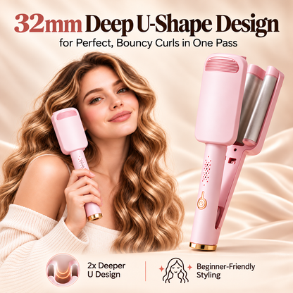 ✨ 💈 LIMITED-TIME 50% OFF! 💐 Wavy Curling Iron – Effortless Clamp-and-Hold Styling, Save Time on Your Everyday Look