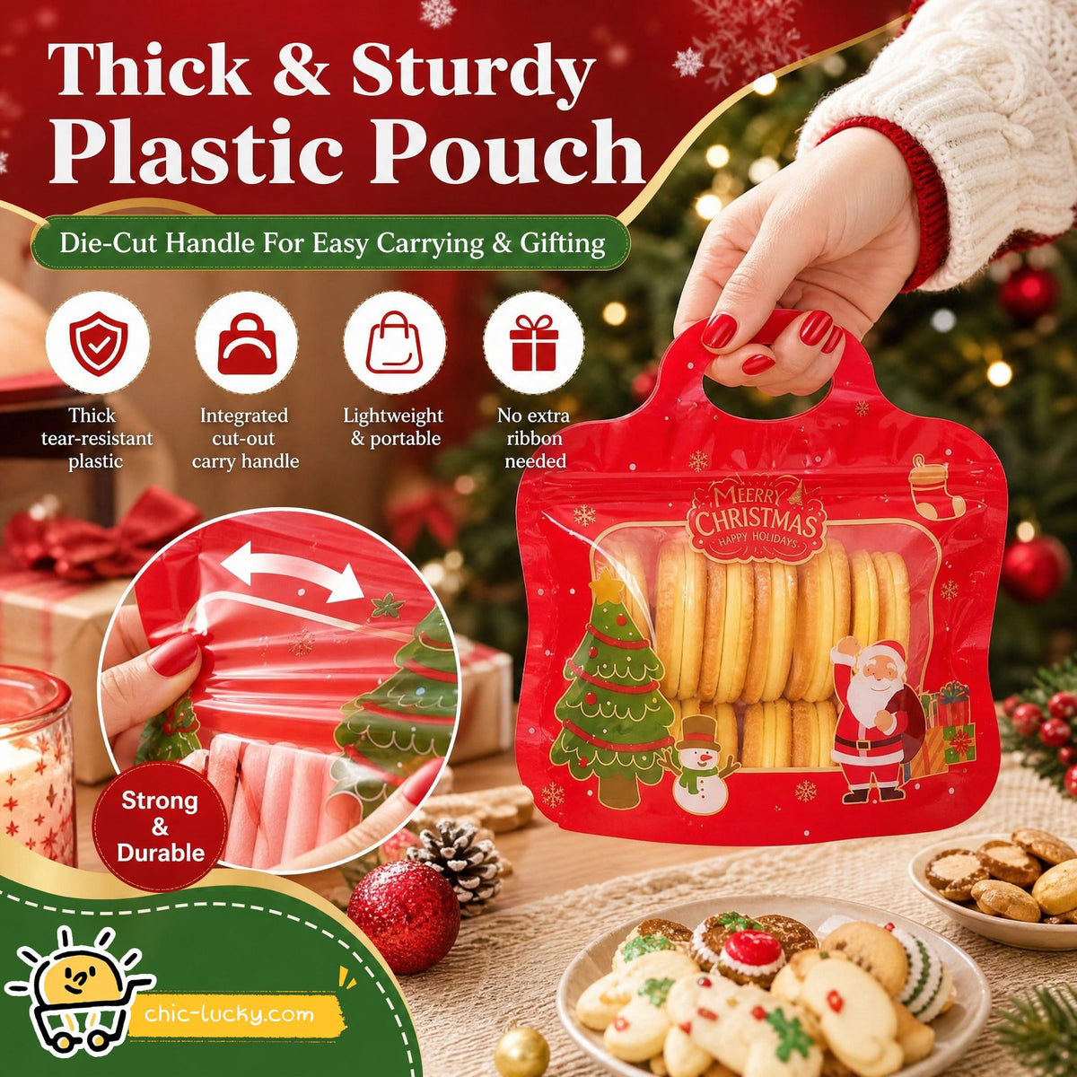 💖LAST DAY SALE 50% OFF!!🎁Easy Fill, Easy Seal🎄 Festive Self-Seal Treat Bags – Santa & Snowman Print | Resealable, Food-Safe & Perfect for Cookies, Chocolates & Little Gifts 🎅⛄