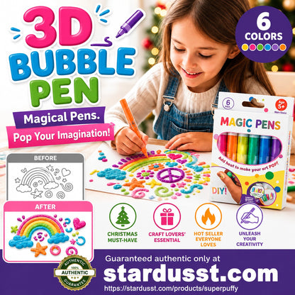💥LAST DAY BUY 1 GET 1 FREE!!🎁🔮Magic Pen – Draw 3D with one stroke!🎄DIY Bubble Popcorn Drawing Pens