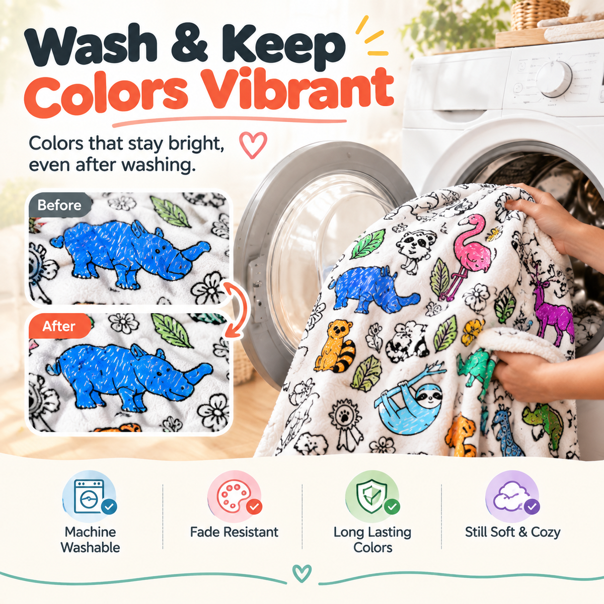 🔥LAST DAY SALE 50% OFF!!🎨✨ | Creative Coloring Blanket  + FREE 15-Color Fabric Marker Set, Perfect for Kids, Family Fun & Creative Gifting!