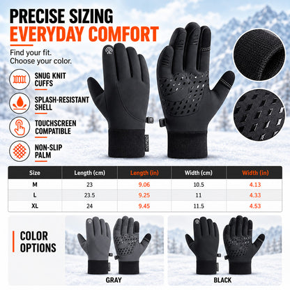 Winter Thermal Gloves for Men and Women Windproof Cold Resistant Touchscreen Non Slip Gloves for Cycling