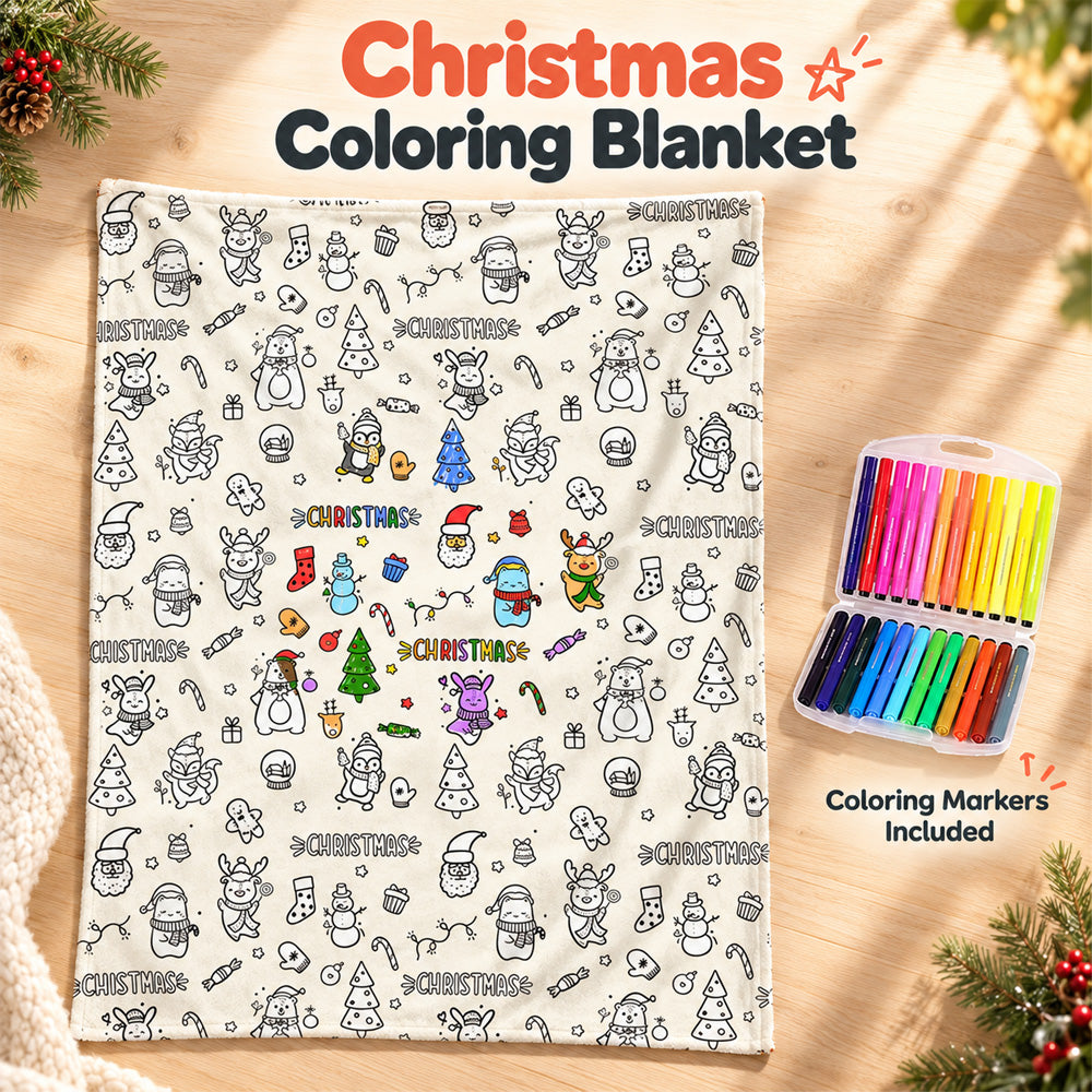🔥LAST DAY SALE 50% OFF!!🎨✨ | Creative Coloring Blanket  + FREE 15-Color Fabric Marker Set, Perfect for Kids, Family Fun & Creative Gifting!