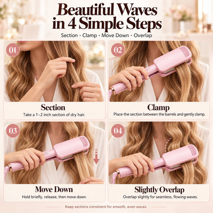 ✨ 💈 LIMITED-TIME 50% OFF! 💐 Wavy Curling Iron – Effortless Clamp-and-Hold Styling, Save Time on Your Everyday Look