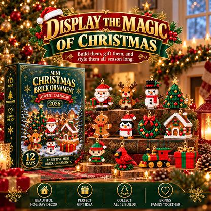 upsell⏳ Last day to save 49% – 🎄12-Day Mini Christmas Ornament Advent Calendar | 12 unique festive buildable designs with hanging loops—perfect for decorating Christmas trees, wreaths, and holiday displays 🧱