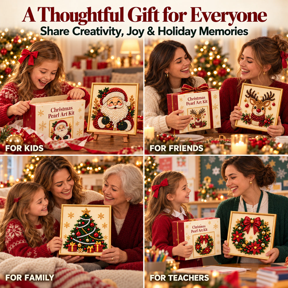 ✨ 3D Christmas Pearl Craft Kit🎅 – Relaxing DIY Holiday Art | All‑In‑One Framed Pearl Diamond Painting for Christmas Decor & Heartwarming Family Gifts