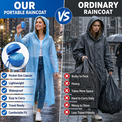 🌧️ 50% OFF! Pocket-Size Emergency Rain Poncho, Ball-Packed Waterproof Raincoat, One-Size Lightweight Rain Protection for Travel, Hiking & Outdoor🌈