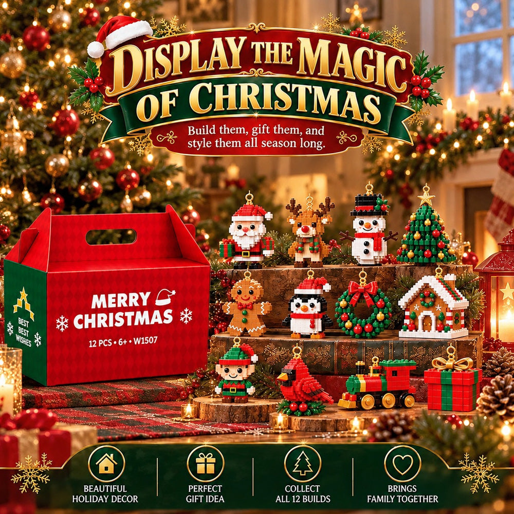 ⏳ Last day to save 49% – 🎄12-Day Mini Christmas Ornament Advent Calendar | 12 unique festive buildable designs with hanging loops—perfect for decorating Christmas trees, wreaths, and holiday displays 🧱