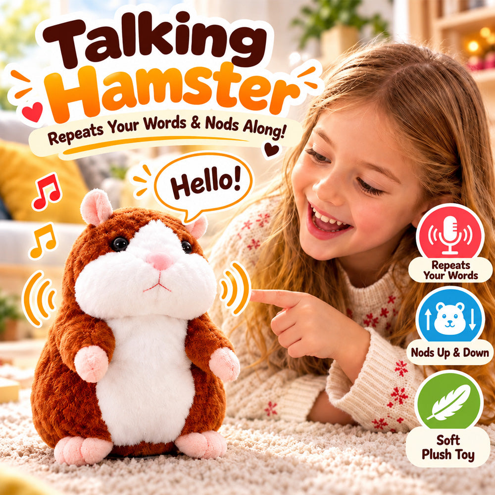 🐹 Talking Hamster Plush – repeats whatever you say, auto head-shaking, hilarious fun for kids & adults🎁