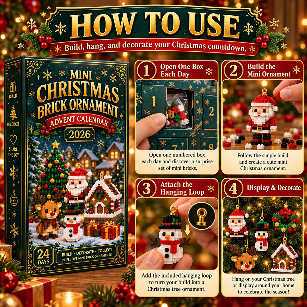 ⏳ Last day to save 49% – 🎄 24-Day Mini Christmas Ornament Advent Calendar | 24 unique festive buildable designs with hanging loops—perfect for decorating Christmas trees, wreaths, and holiday displays 🧱🎅
