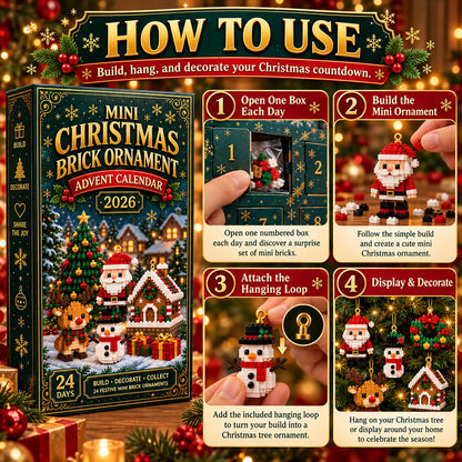⏳ Last day to save 49% – 🎄 24-Day Mini Christmas Ornament Advent Calendar | 24 unique festive buildable designs with hanging loops—perfect for decorating Christmas trees, wreaths, and holiday displays 🧱🎅