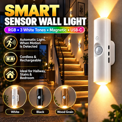 💸BOGOF+50% OFF!! ⏰Magnetic RGB Motion Sensor Night Light ✨ | No Drill Wireless Rechargeable LED Lamp, Ideal for Dark Stairs, Hallways & Night Time Trips