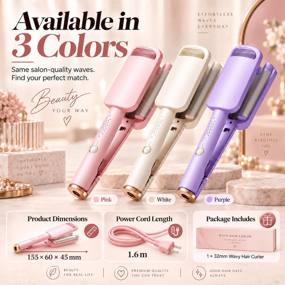 ✨ 💈 LIMITED-TIME 50% OFF! 💐 Wavy Curling Iron – Effortless Clamp-and-Hold Styling, Save Time on Your Everyday Look