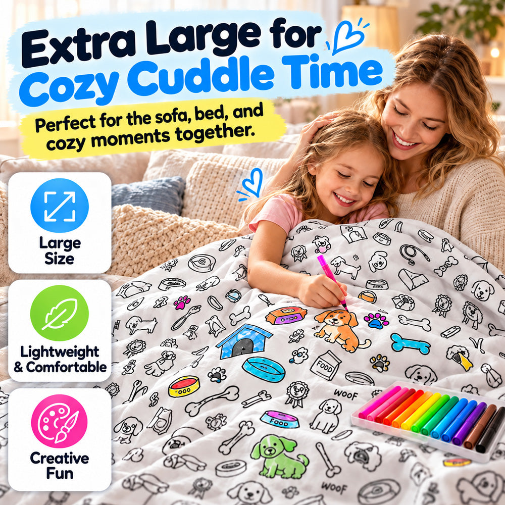 💥💰Best price guaranteed🔥LAST DAY SALE 50% OFF+Free Marker Pen Set!!🎨✨Creative Cozy Coloring Blanket Kit | Creative Arts & Crafts, Ultimate DIY Gift