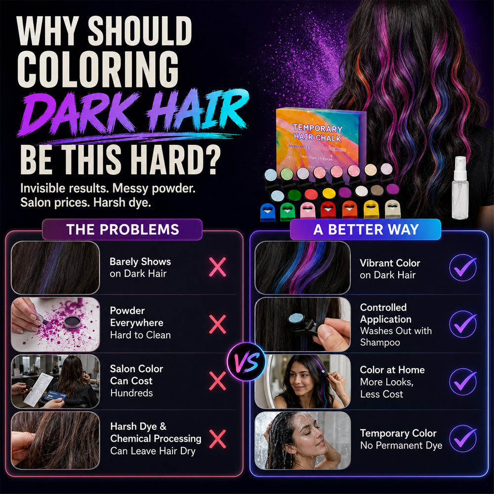 🔥 LIMITED-TIME OFFER –50% OFF! 🌈 12-Color Temporary Hair Chalk Set for Halloween, Parties & Festivals 🎃