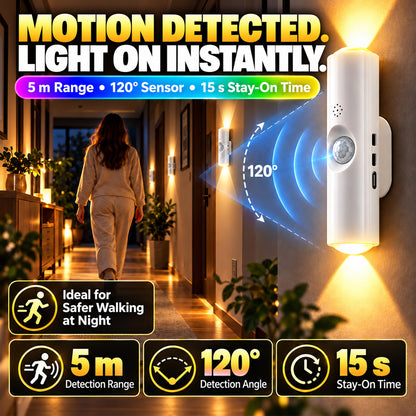 💸BOGOF+50% OFF!! ⏰Magnetic RGB Motion Sensor Night Light ✨ | No Drill Wireless Rechargeable LED Lamp, Ideal for Dark Stairs, Hallways & Night Time Trips