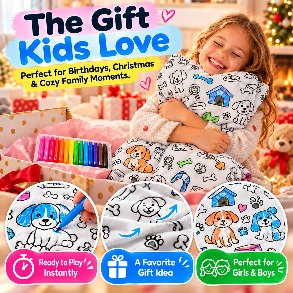💥💰Best price guaranteed🔥LAST DAY SALE 50% OFF+Free Marker Pen Set!!🎨✨Creative Cozy Coloring Blanket Kit | Creative Arts & Crafts, Ultimate DIY Gift