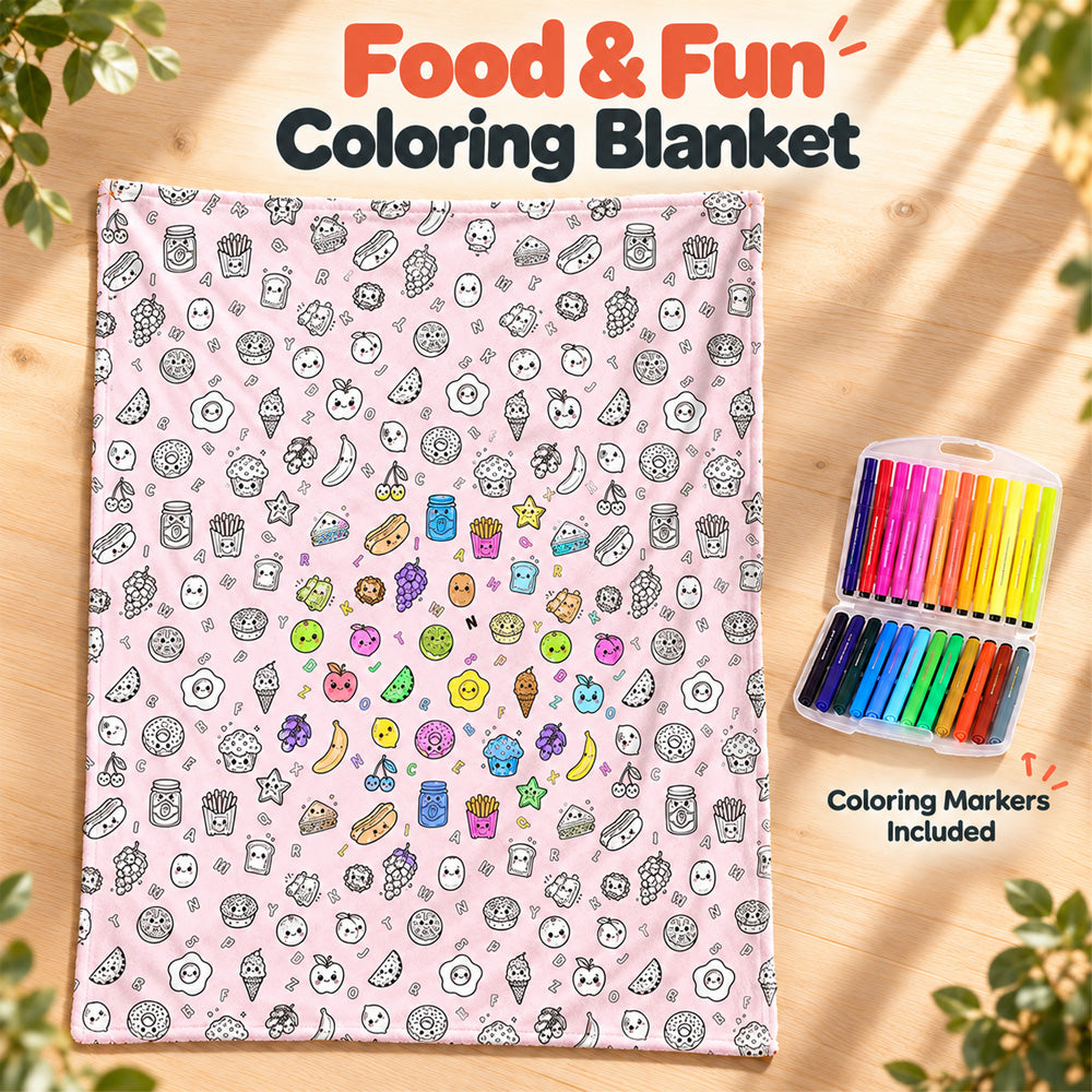 🔥LAST DAY SALE 50% OFF!!🎨✨ | Creative Coloring Blanket  + FREE 15-Color Fabric Marker Set, Perfect for Kids, Family Fun & Creative Gifting!