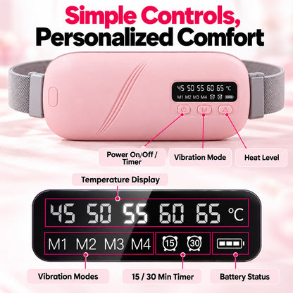 🔥 LIMITED-TIME 40% OFF | Heating Belt for Cramps & Back Relief – 5 Heat Levels, 4 Vibration Modes & Cordless