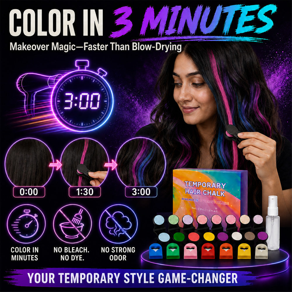 🔥 LIMITED-TIME OFFER –50% OFF! 🌈 12-Color Temporary Hair Chalk Set for Halloween, Parties & Festivals 🎃
