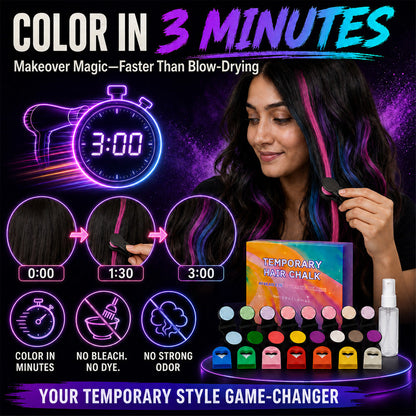 🔥 LIMITED-TIME OFFER –50% OFF! 🌈 12-Color Temporary Hair Chalk Set for Halloween, Parties & Festivals 🎃