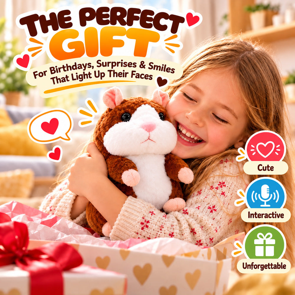 🐹 Talking Hamster Plush – repeats whatever you say, auto head-shaking, hilarious fun for kids & adults🎁
