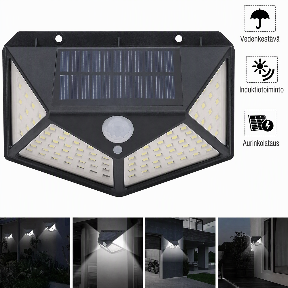 🌙💡 100 LED Solar-Powered Wall Light – 120° Motion Sensor, IP65 Waterproof Protection & Automatic Lighting for Gardens and Outdoor Spaces ☀️