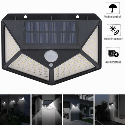 🌙💡 100 LED Solar-Powered Wall Light – 120° Motion Sensor, IP65 Waterproof Protection & Automatic Lighting for Gardens and Outdoor Spaces ☀️