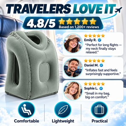 😴 LIMITED-TIME 40% OFF! ✈️ Inflatable Ergonomic Hollow-Cutout Travel Pillow – PVC Flocking, Quick Inflate, With Storage Bag ✨