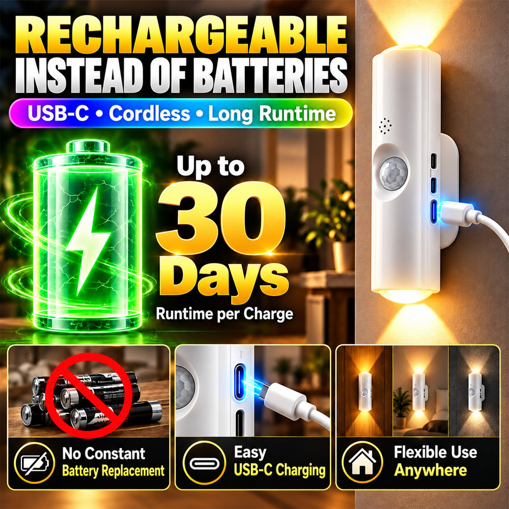 💸BOGOF+50% OFF!! ⏰Magnetic RGB Motion Sensor Night Light ✨ | No Drill Wireless Rechargeable LED Lamp, Ideal for Dark Stairs, Hallways & Night Time Trips