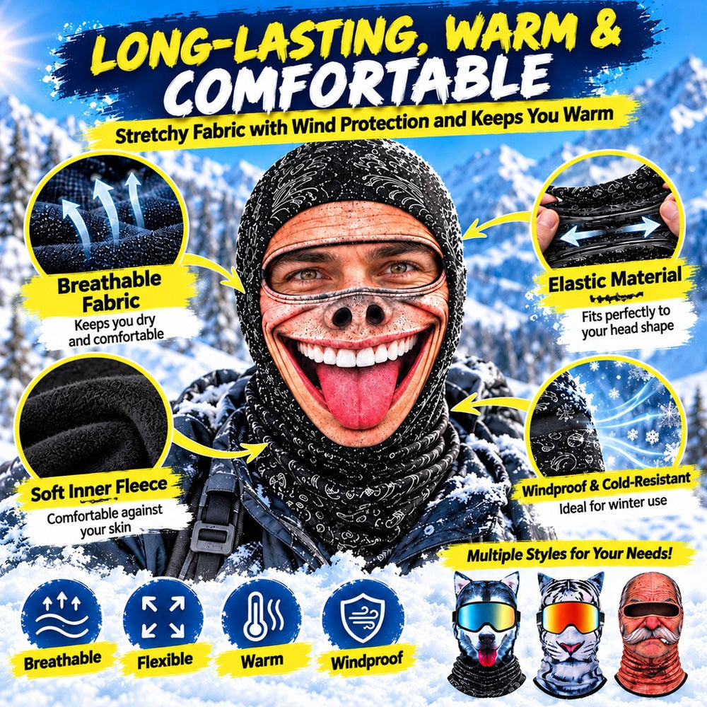 ⏳ Save 49% Today Only! 😂 Funny Thermal Balaclava – Warm, Soft & Stretchy ☁️ Hilarious Designs & 4 Ways to Wear for Skiing, Outdoor Adventures & Everyday Comfort 🎿