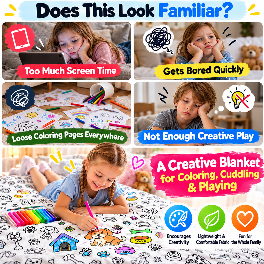 💥💰Best price guaranteed🔥LAST DAY SALE 50% OFF+Free Marker Pen Set!!🎨✨Creative Cozy Coloring Blanket Kit | Creative Arts & Crafts, Ultimate DIY Gift