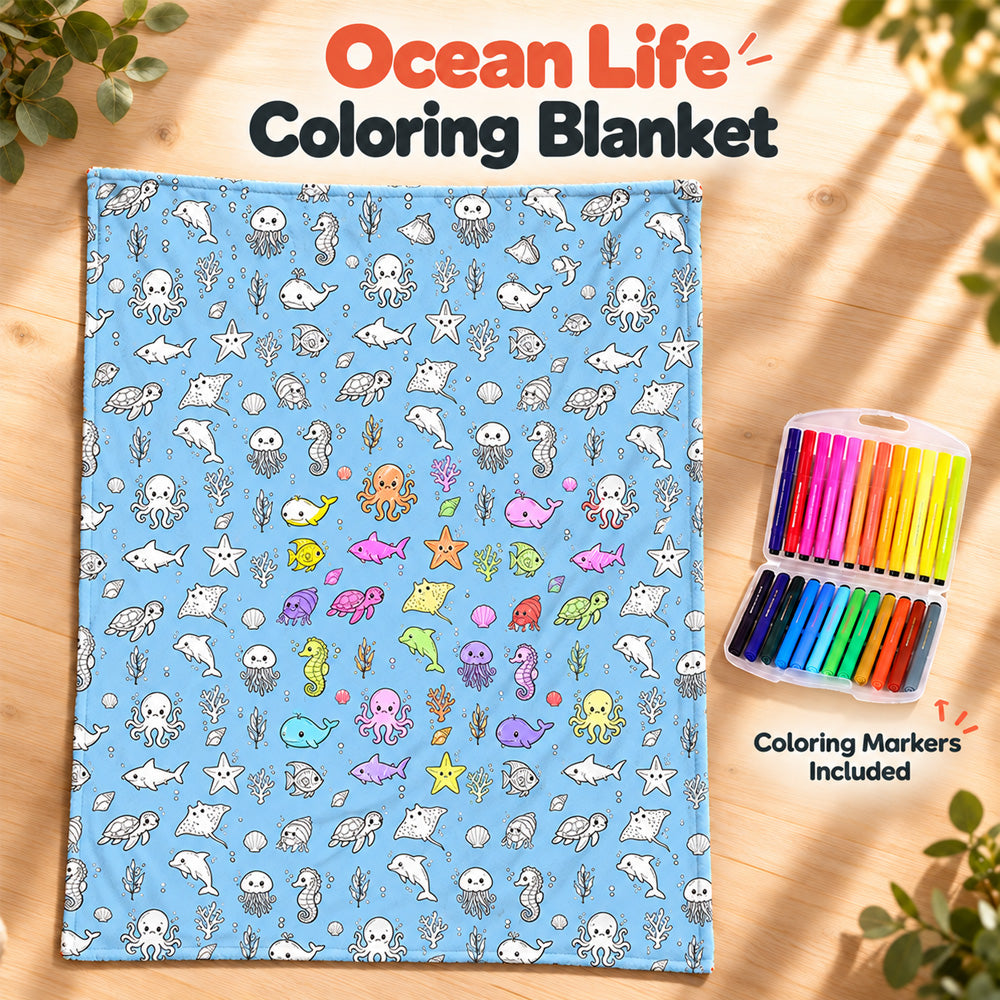 🔥LAST DAY SALE 50% OFF!!🎨✨ | Creative Coloring Blanket  + FREE 15-Color Fabric Marker Set, Perfect for Kids, Family Fun & Creative Gifting!