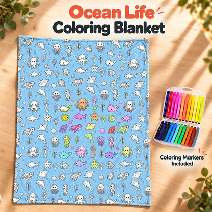 🔥LAST DAY SALE 50% OFF!!🎨✨ | Creative Coloring Blanket  + FREE 15-Color Fabric Marker Set, Perfect for Kids, Family Fun & Creative Gifting!