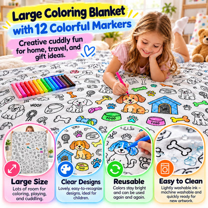 💥💰Best price guaranteed🔥LAST DAY SALE 50% OFF+Free Marker Pen Set!!🎨✨Creative Cozy Coloring Blanket Kit | Creative Arts & Crafts, Ultimate DIY Gift