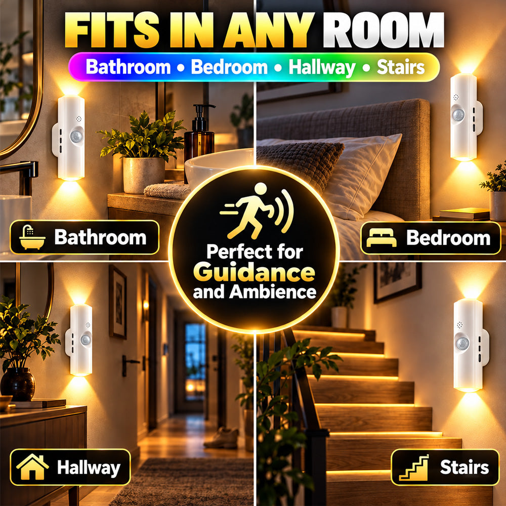 💸BOGOF+50% OFF!! ⏰Magnetic RGB Motion Sensor Night Light ✨ | No Drill Wireless Rechargeable LED Lamp, Ideal for Dark Stairs, Hallways & Night Time Trips