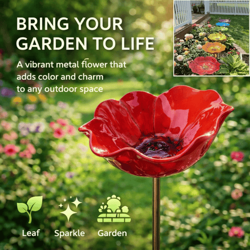 💖🎁 Mother's Day gifts for 2026 with 49% off 🎁Handcrafted metal garden stake featuring a flower and a bird 🐦