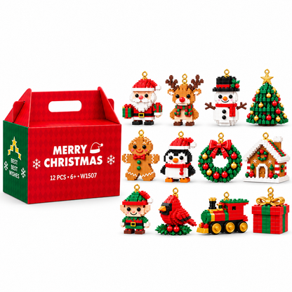 🎄 24-Day Mini Christmas Ornament Advent Calendar | 24 unique festive buildable designs with hanging loops—perfect for decorating Christmas trees, wreaths, and holiday displays 🧱