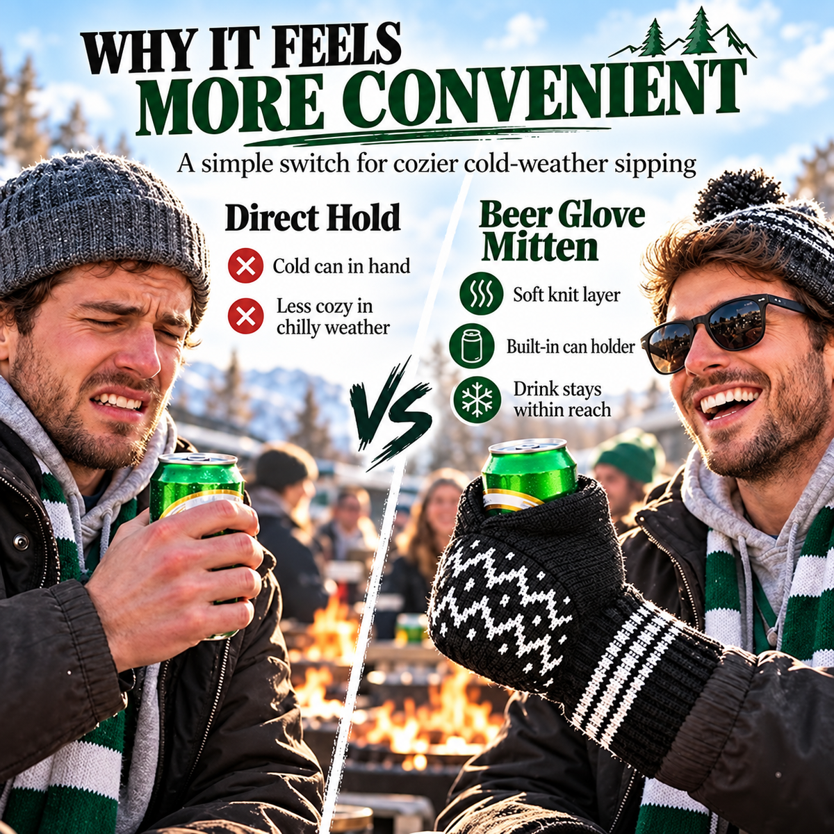 🧤🧤Cozy Knit Drink Mittens – 🥤Hands-Free Wearable Cup Holder for Holiday Parties Winter Gatherings & Outdoor Fun