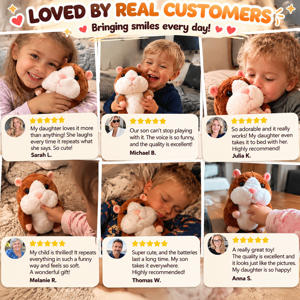 🐹 Talking Hamster Plush – repeats whatever you say, auto head-shaking, hilarious fun for kids & adults🎁