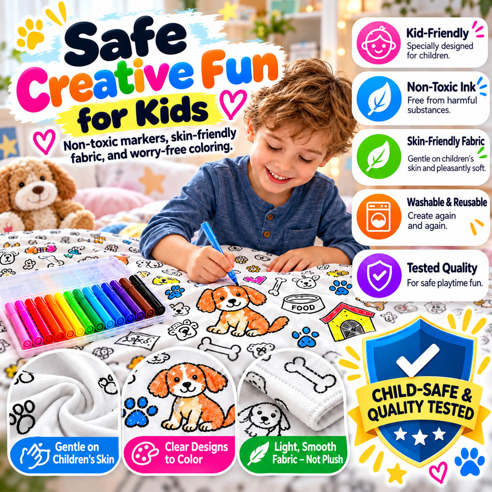 💥💰Best price guaranteed🔥LAST DAY SALE 50% OFF+Free Marker Pen Set!!🎨✨Creative Cozy Coloring Blanket Kit | Creative Arts & Crafts, Ultimate DIY Gift