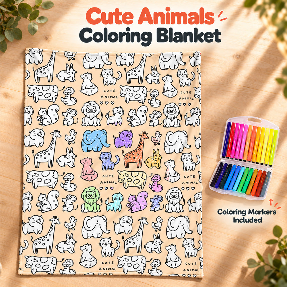 🔥LAST DAY SALE 50% OFF!!🎨✨ | Creative Coloring Blanket  + FREE 15-Color Fabric Marker Set, Perfect for Kids, Family Fun & Creative Gifting!