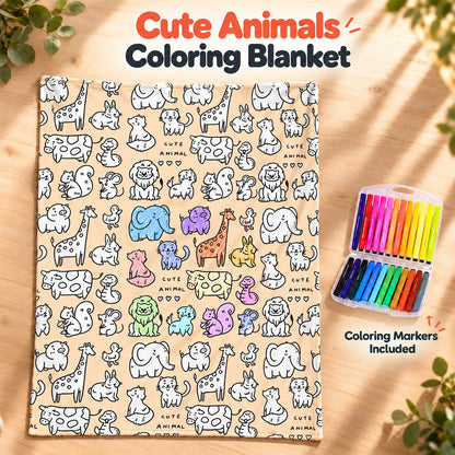 🔥LAST DAY SALE 50% OFF!!🎨✨ | Creative Coloring Blanket  + FREE 15-Color Fabric Marker Set, Perfect for Kids, Family Fun & Creative Gifting!