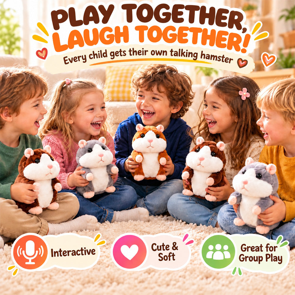 🐹 Talking Hamster Plush – repeats whatever you say, auto head-shaking, hilarious fun for kids & adults🎁