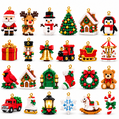 ⏳ Last day to save 49% – 🎄 24-Day Mini Christmas Ornament Advent Calendar | 24 unique festive buildable designs with hanging loops—perfect for decorating Christmas trees, wreaths, and holiday displays 🧱🎅