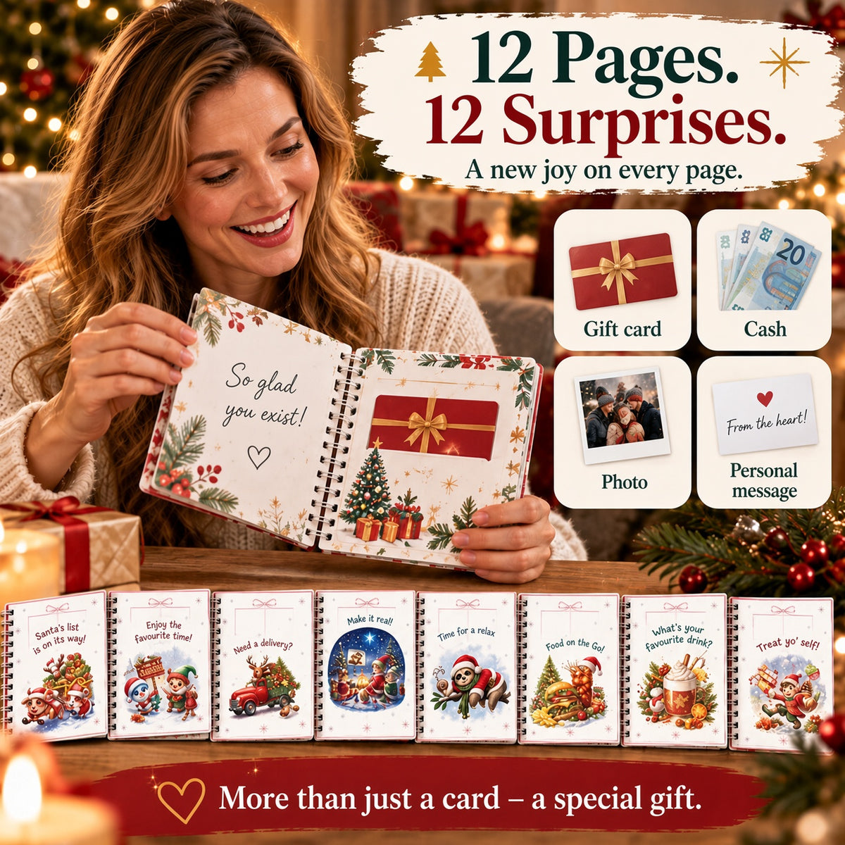 🔥Shockingly low price🎁Ready for Christmas!🎅Christmas Gift Card Booklet -👍DIY Spiral-Bound Christmas Gift Card Holder Book