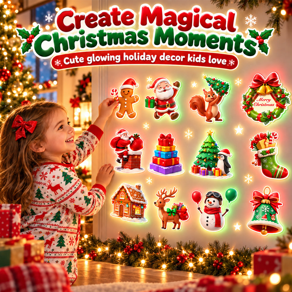 🥳New! Introductory Price - Half Price today🎄 Light-Up Christmas Wall Decals | No Drill, No Wires, Instant Holiday Glow 🎄